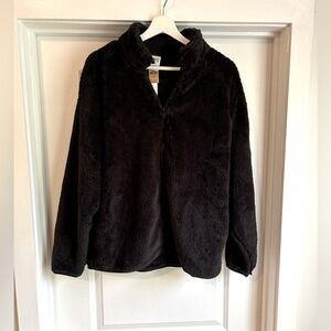 Pink by VS, size M, black fuzzy zip up. NWT